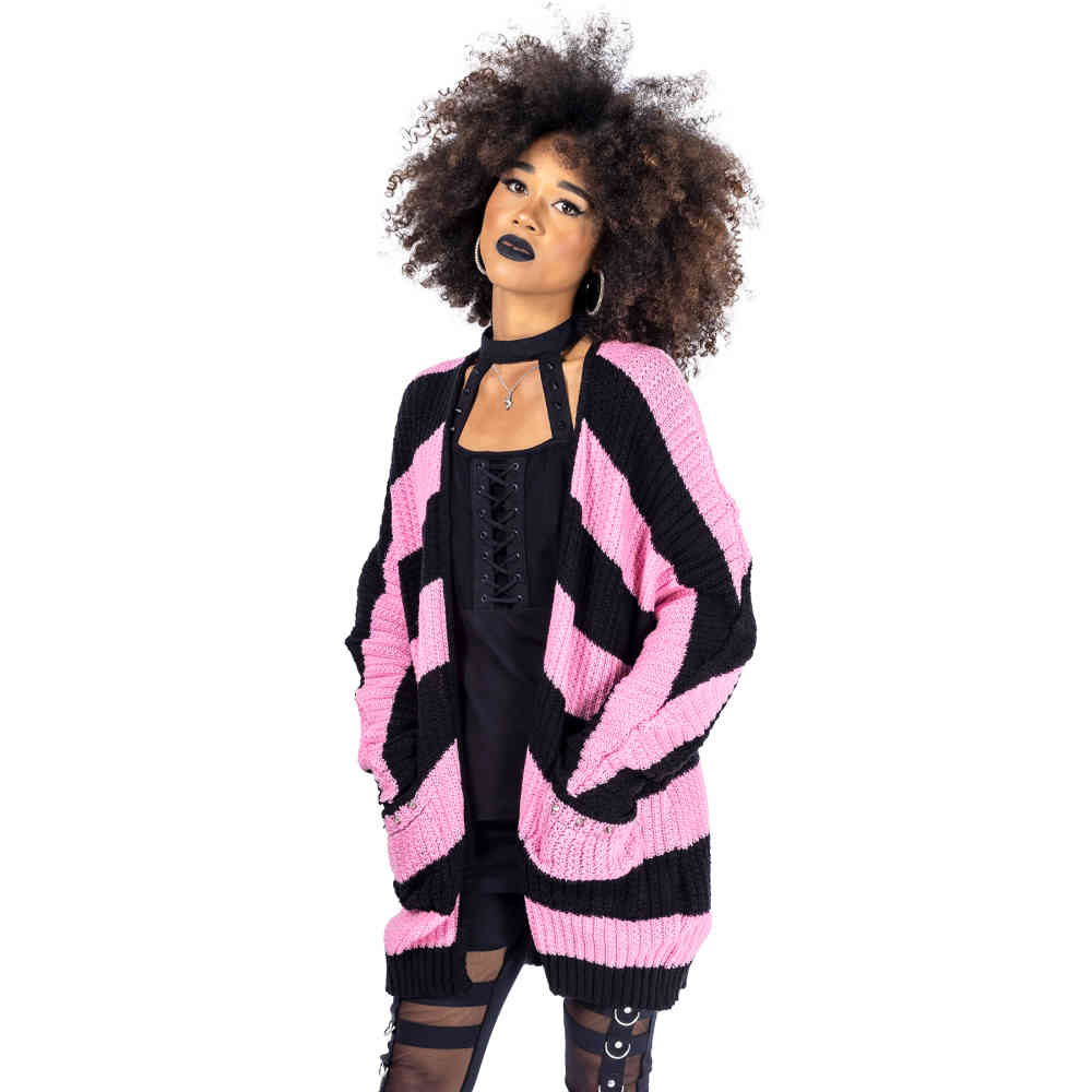 Heartless - In A Daze Cardigan - Noir/Rose